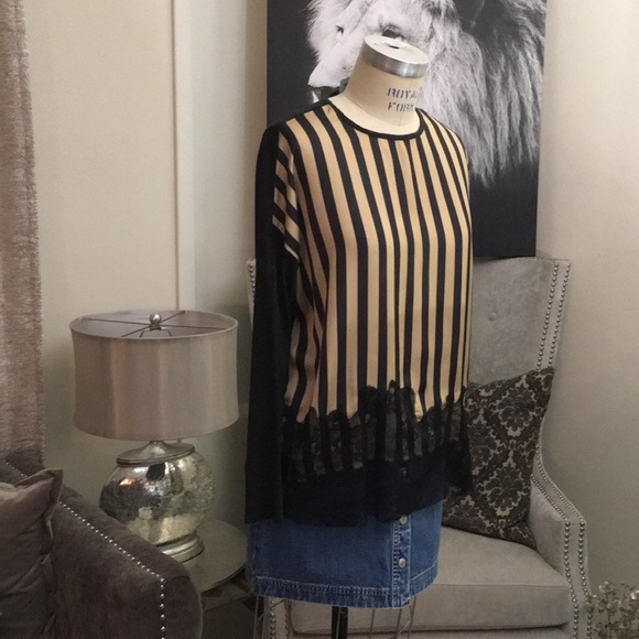 Zara Black & Gold Stripe Top - Picture 2 of 8